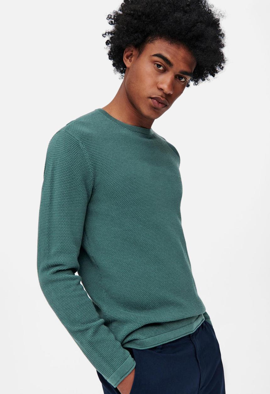 Only & Sons - Onspanter life 12 struc crew knit - north atlantic teal