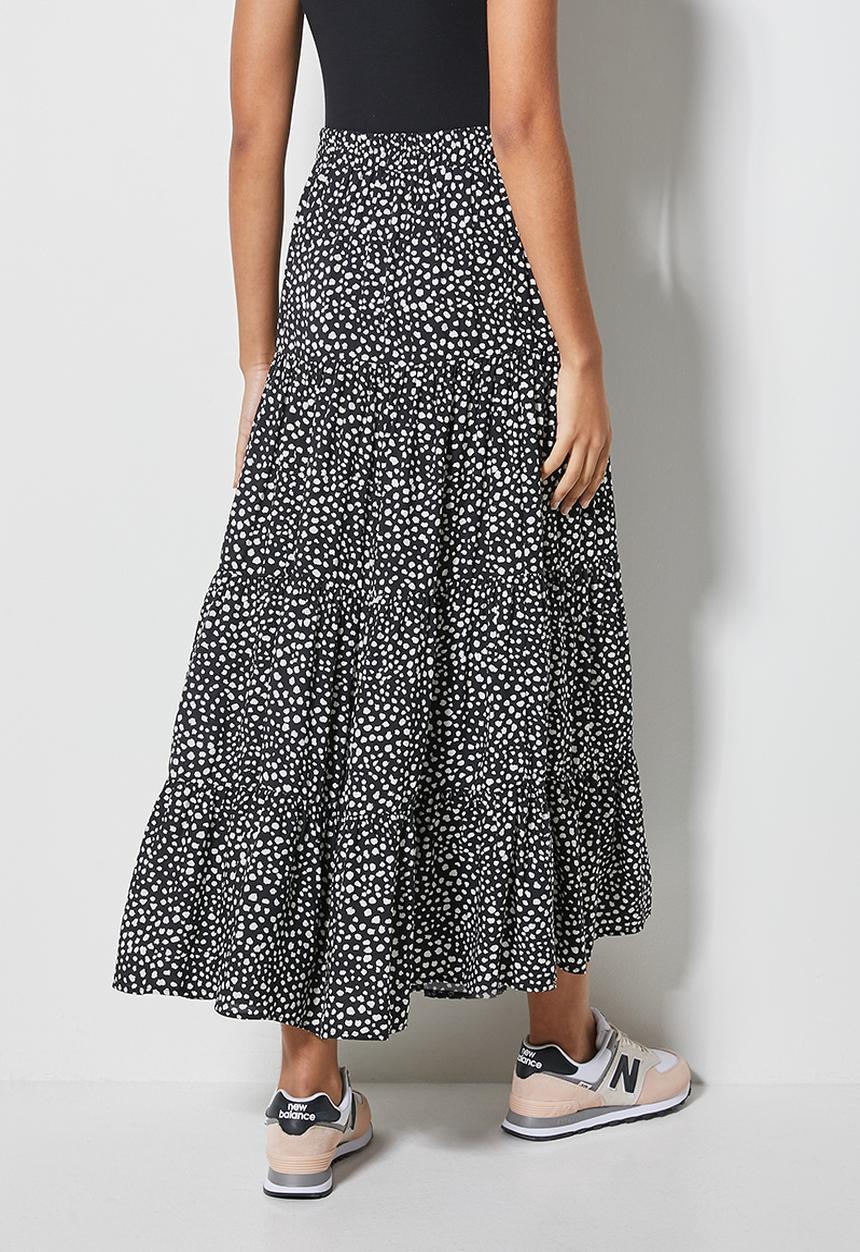 Superbalist - Tiered midi skirt - black & white