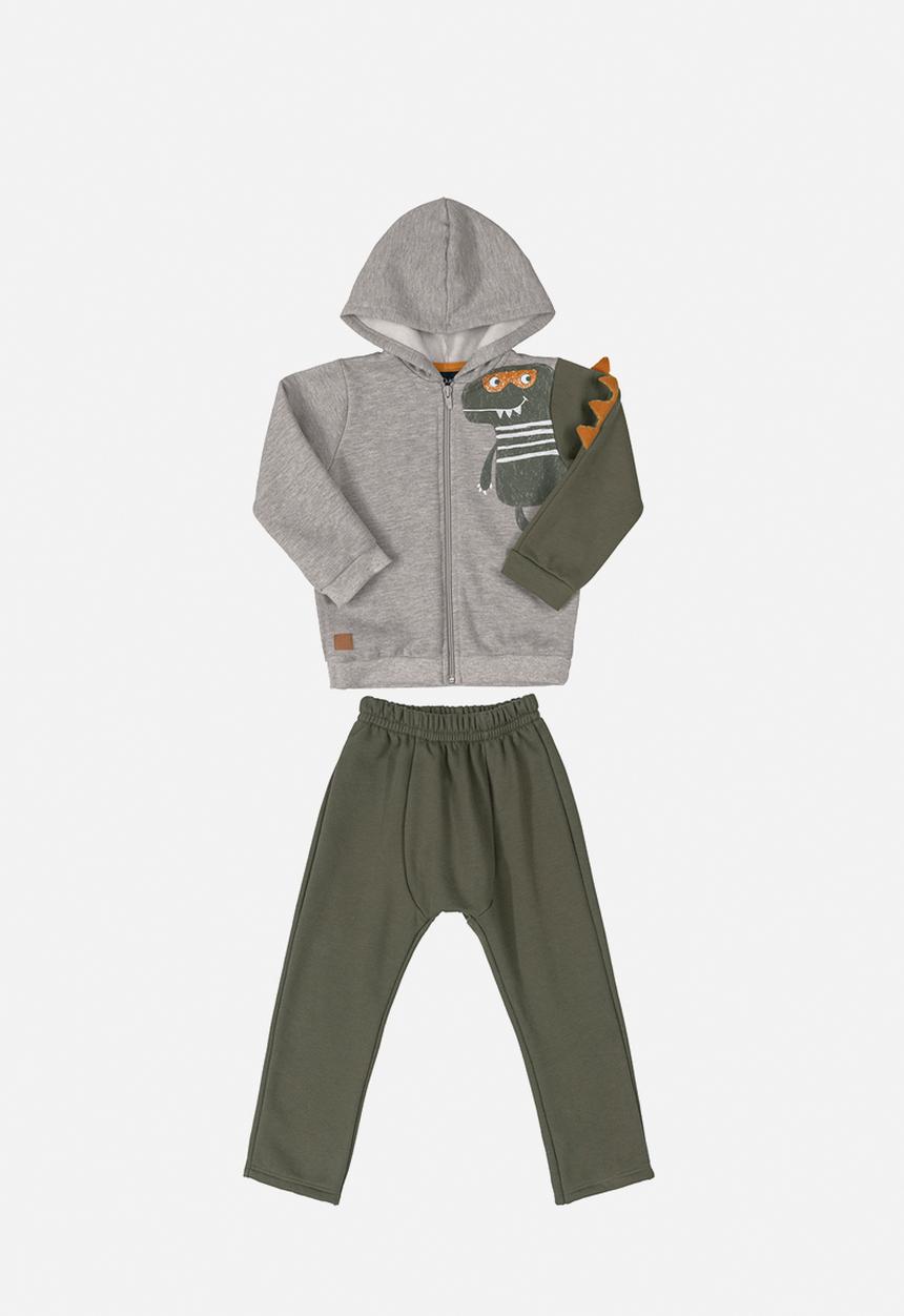 Quimby - Baby boys hoodie & jogger set - grey & olive