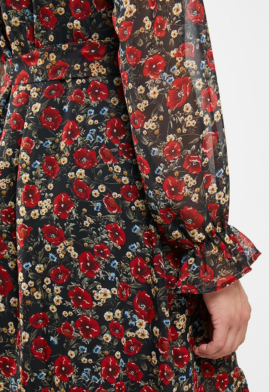 Missguided - Frill neck midi smock floral dress - multi