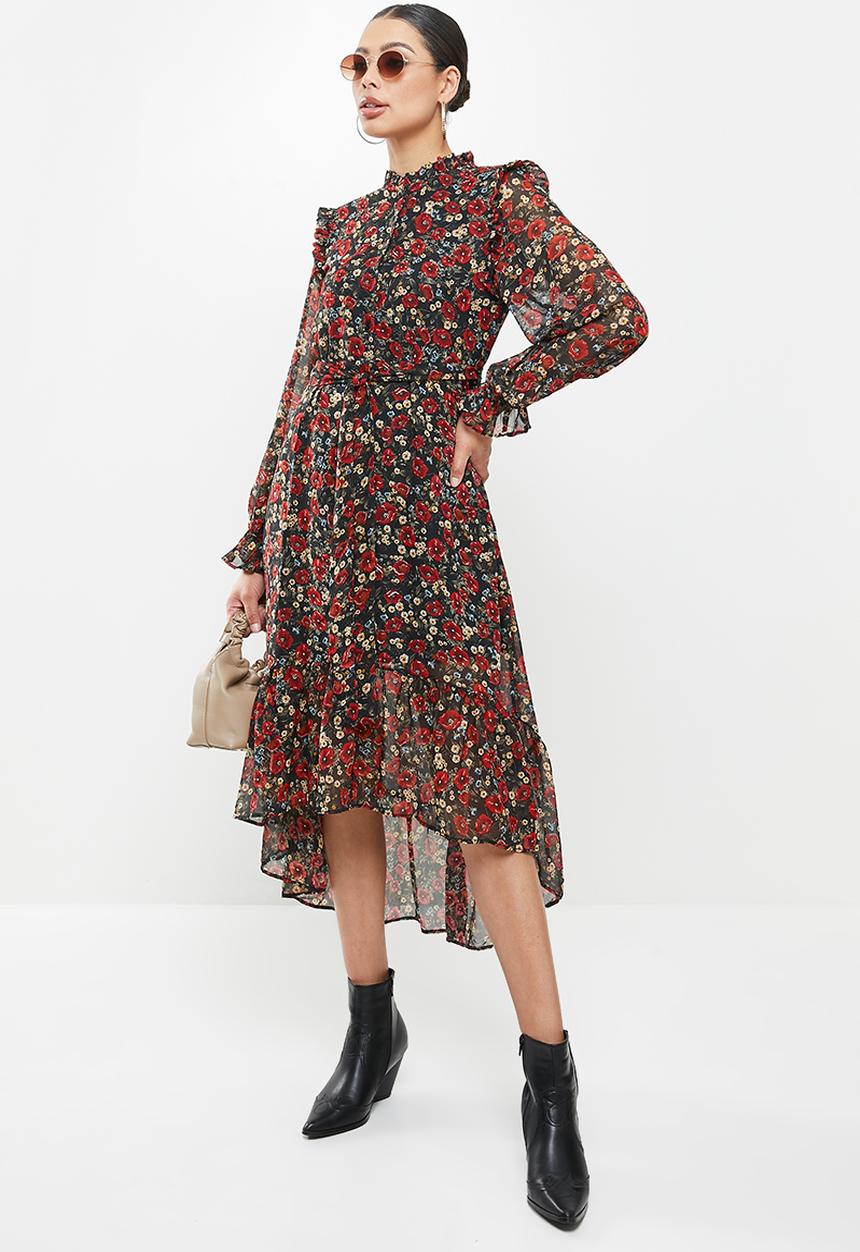 Missguided - Frill neck midi smock floral dress - multi