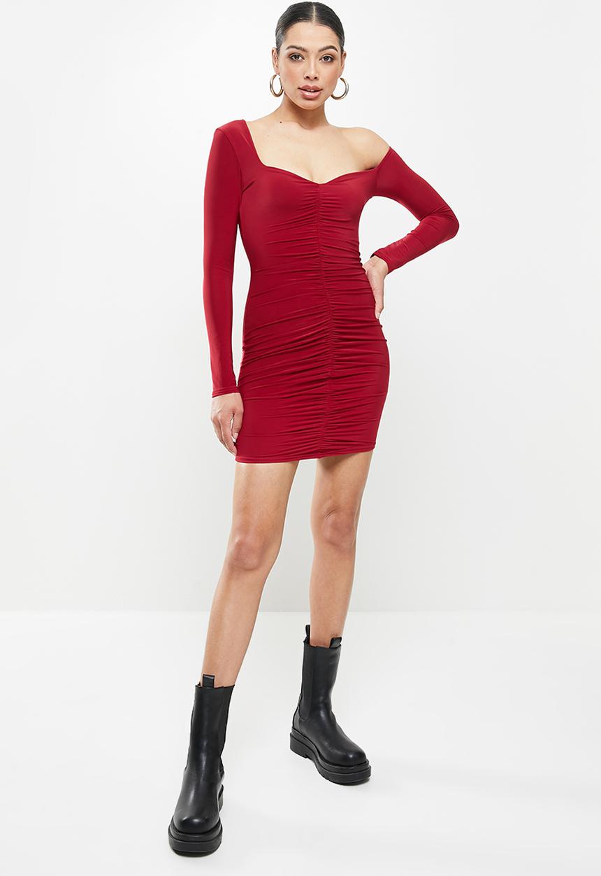 Missguided - Slinky ruched mini dress - red