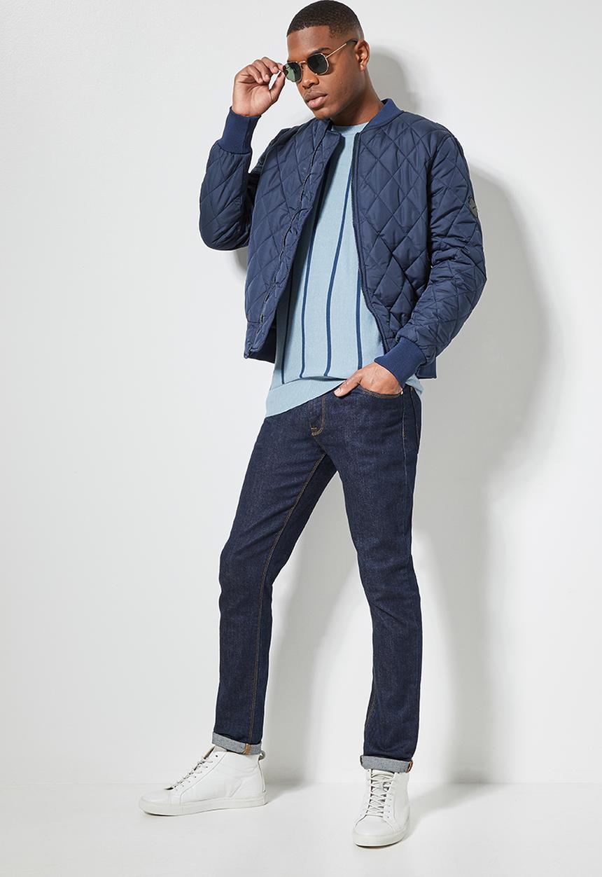 Superbalist - Vertical stripe crew knit - blue