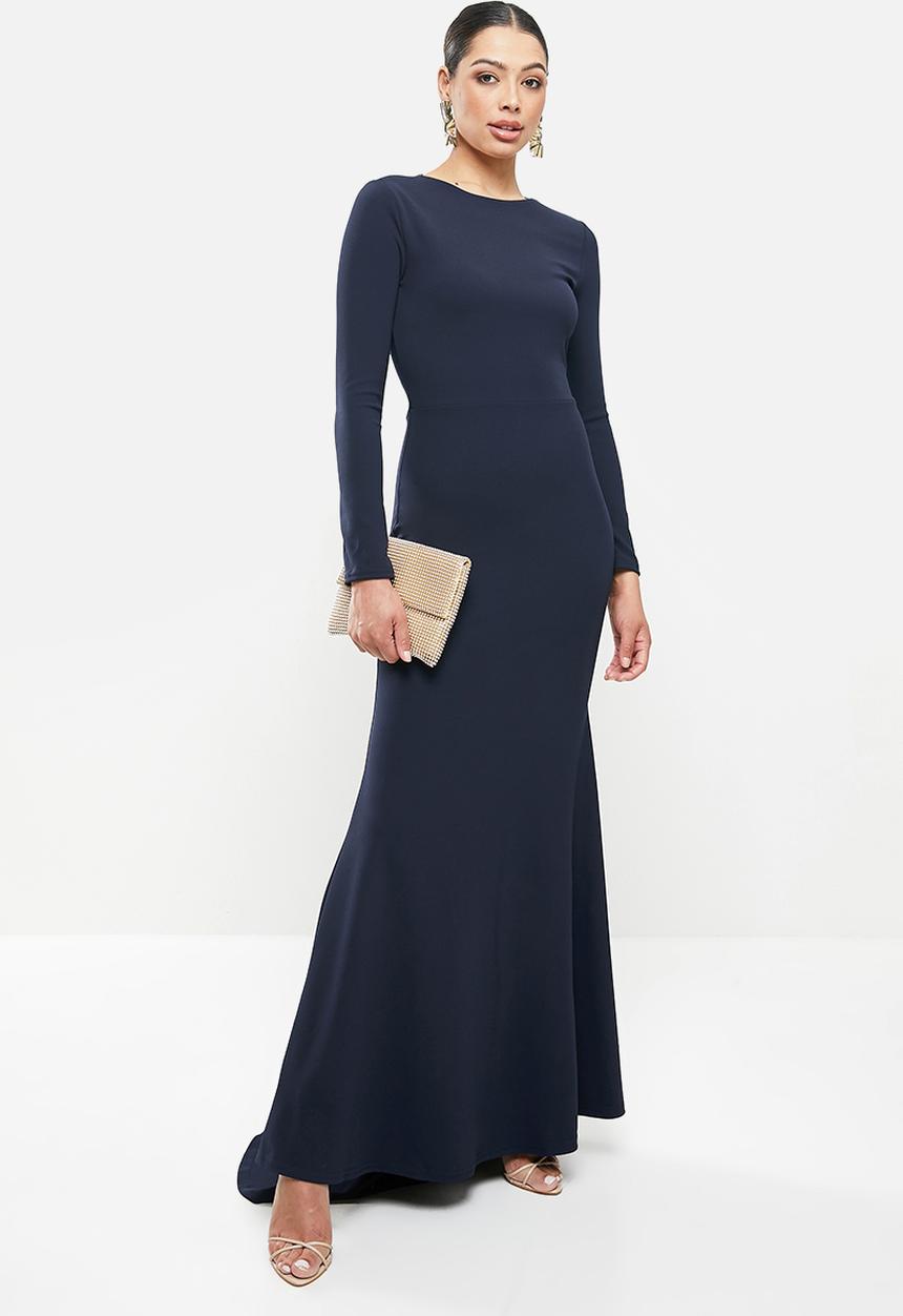 Missguided - Open back fishtail bridesmaid dress - navy