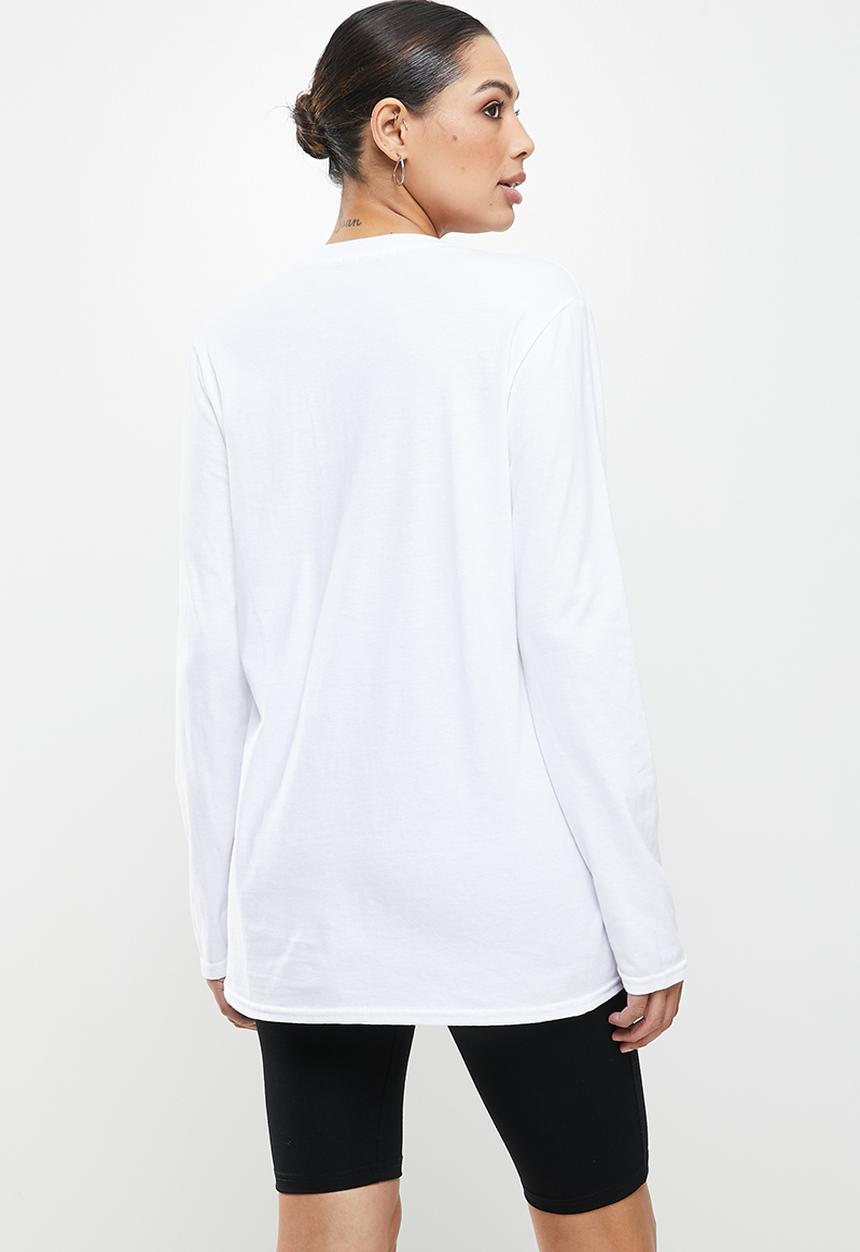 Missguided - Paradise leopard graphic long sleeve tee - white