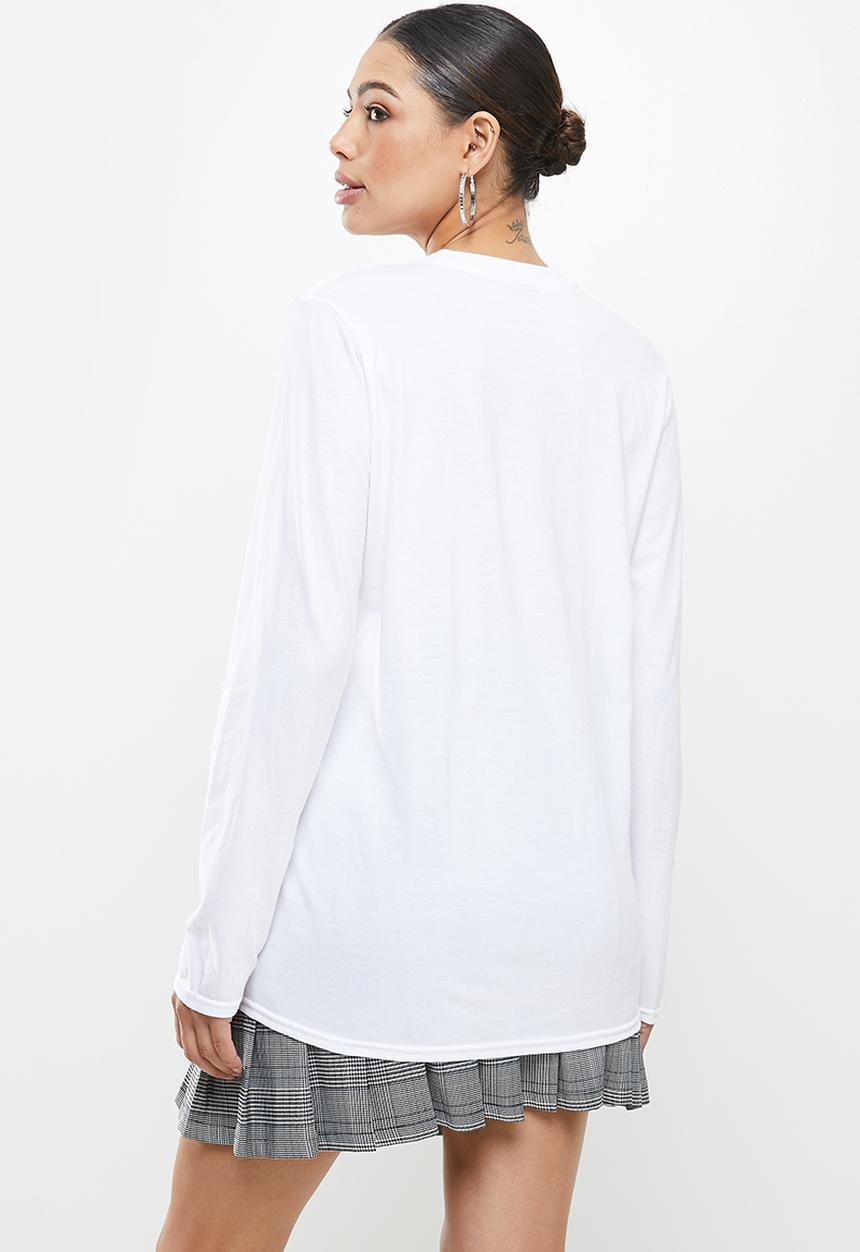 Missguided - Koi fish garphic long sleeve tee - white