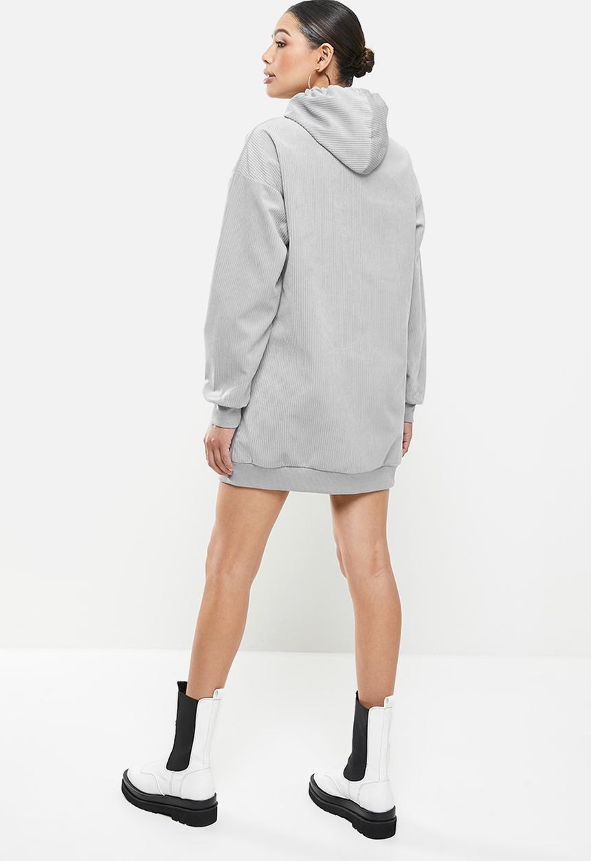 Missguided - Utility pocket sweater dress soft cord - grey