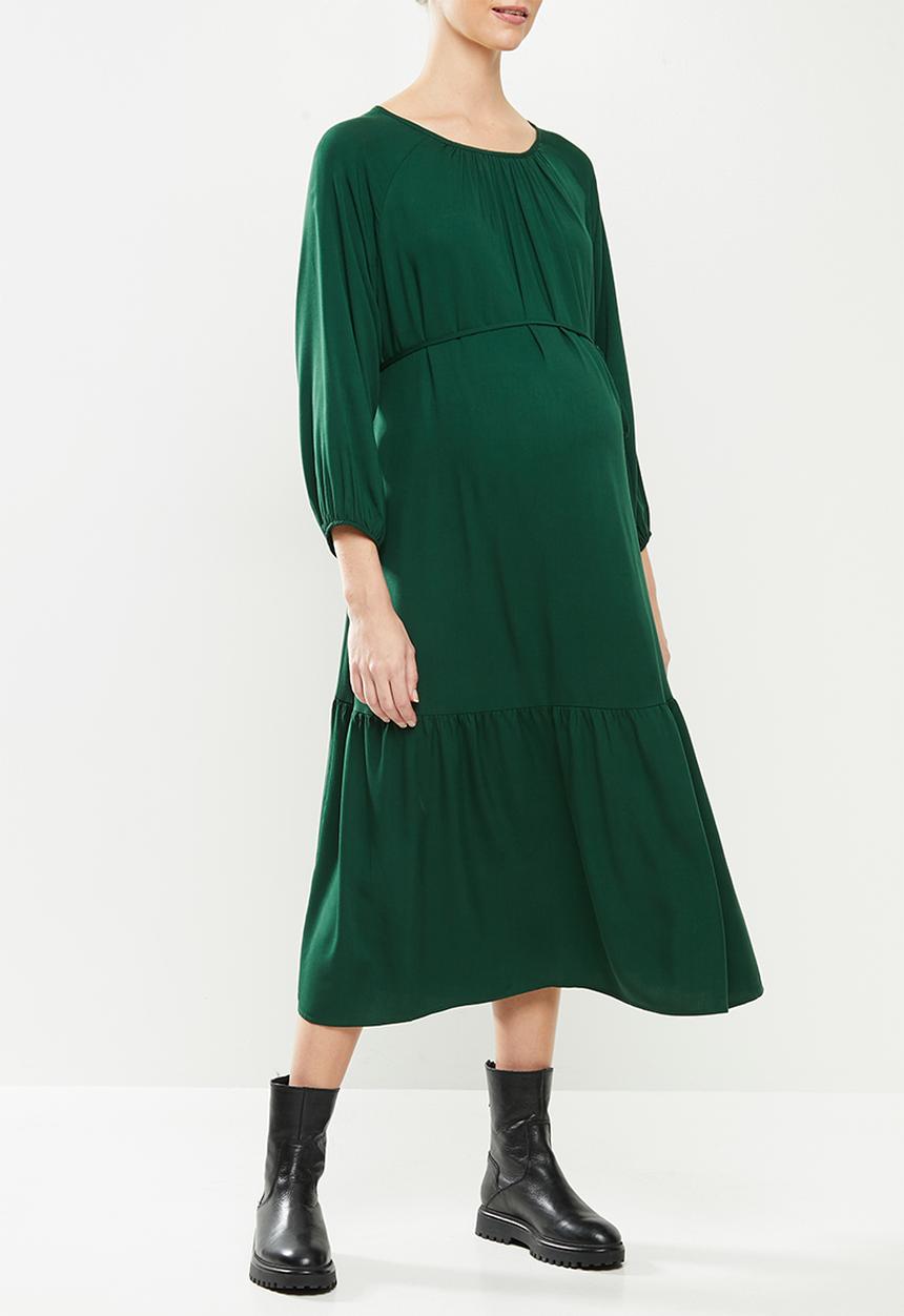 Superbalist - Belted tiered midi dress - bottle green