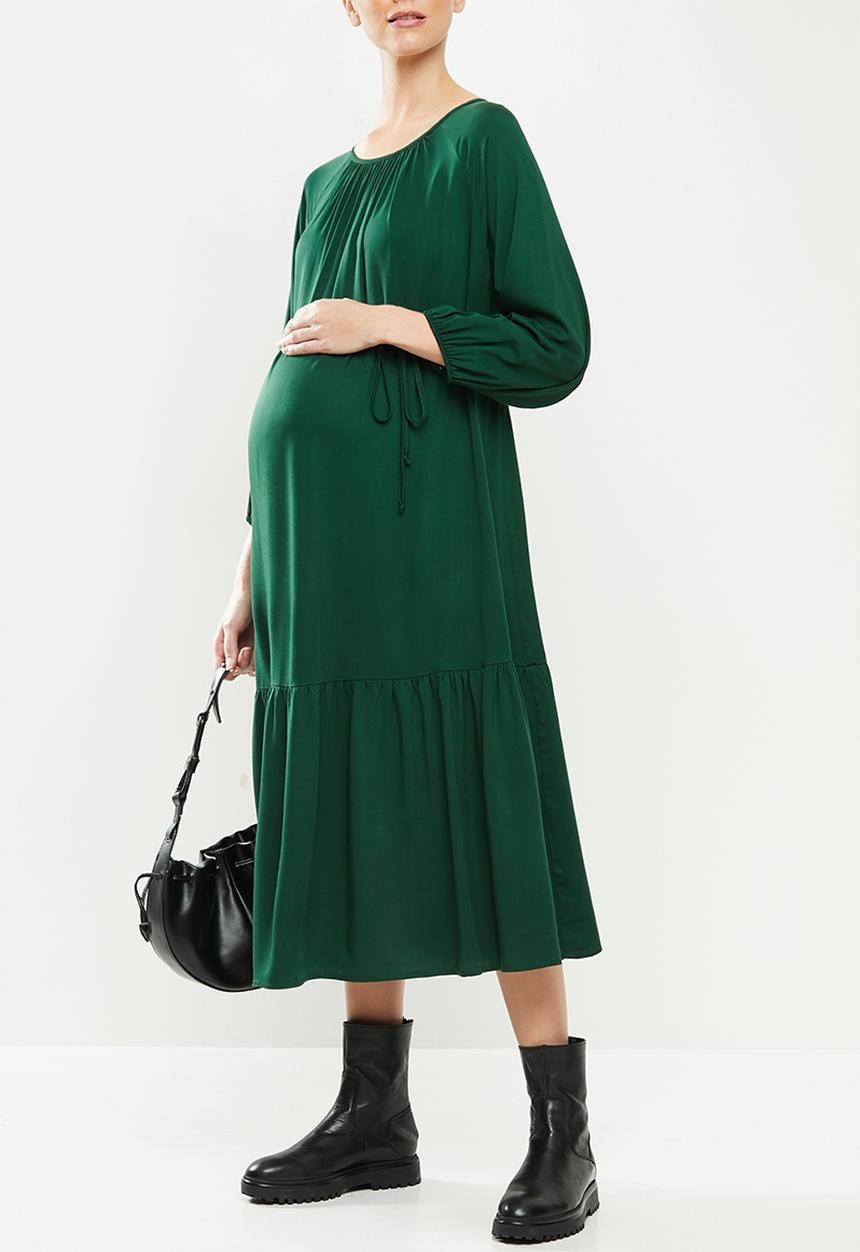 Superbalist - Belted tiered midi dress - bottle green