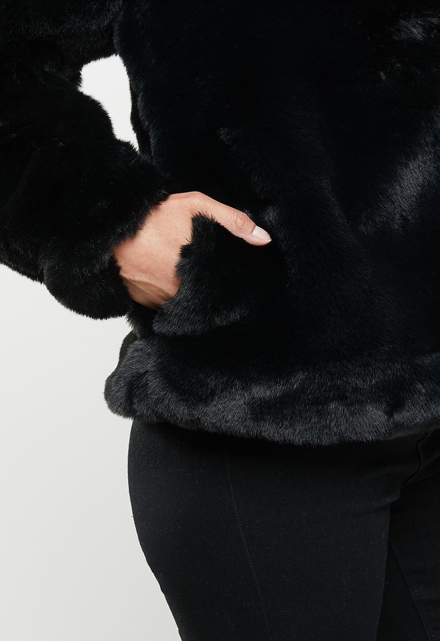 Missguided - Short collar fur coat -  black