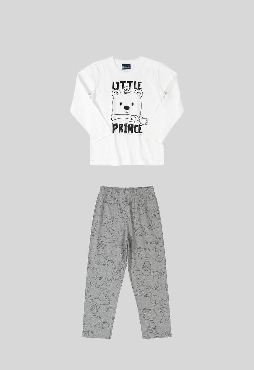 Quimby - Boys printed pyjama set - white & grey