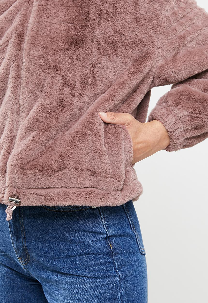 Missguided - Faux fur bomber jacket - mauve