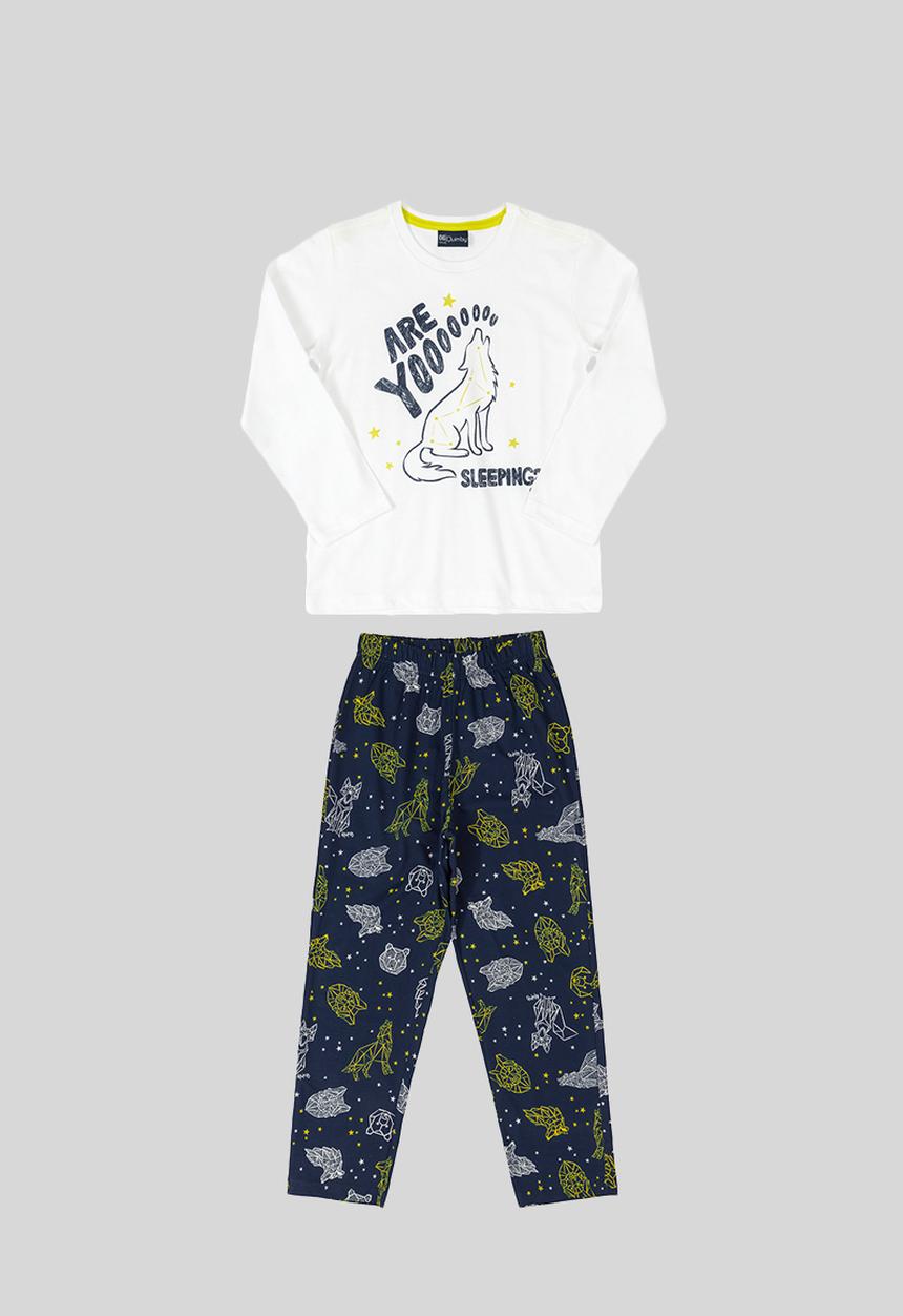 Quimby - Boys printed pyjama set - white & navy