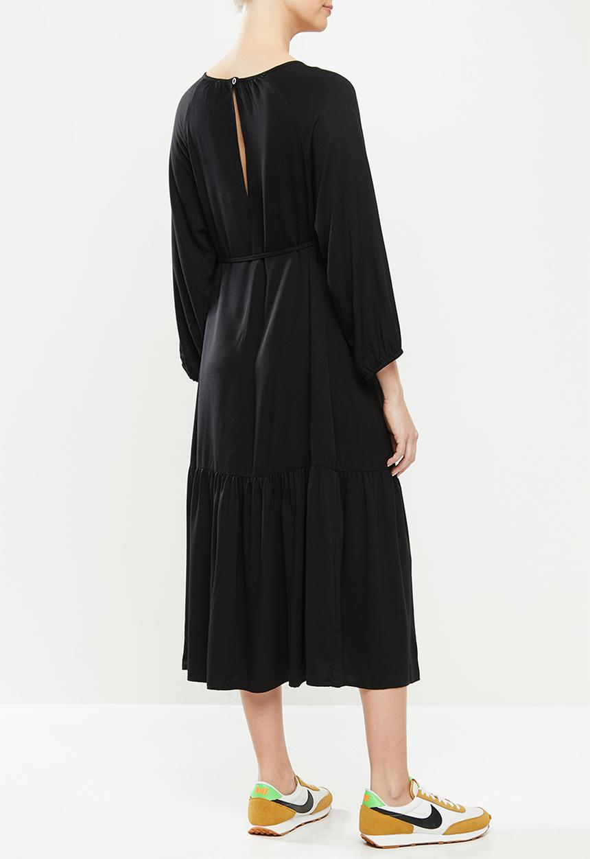 Superbalist - Belted tiered midi dress - black