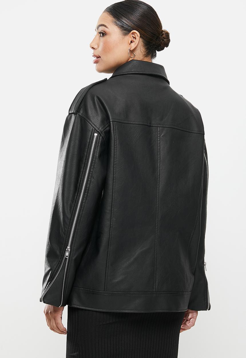 Missguided - Zip sleeve over sized biker - black