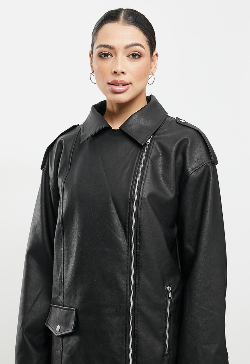 Missguided - Zip sleeve over sized biker - black