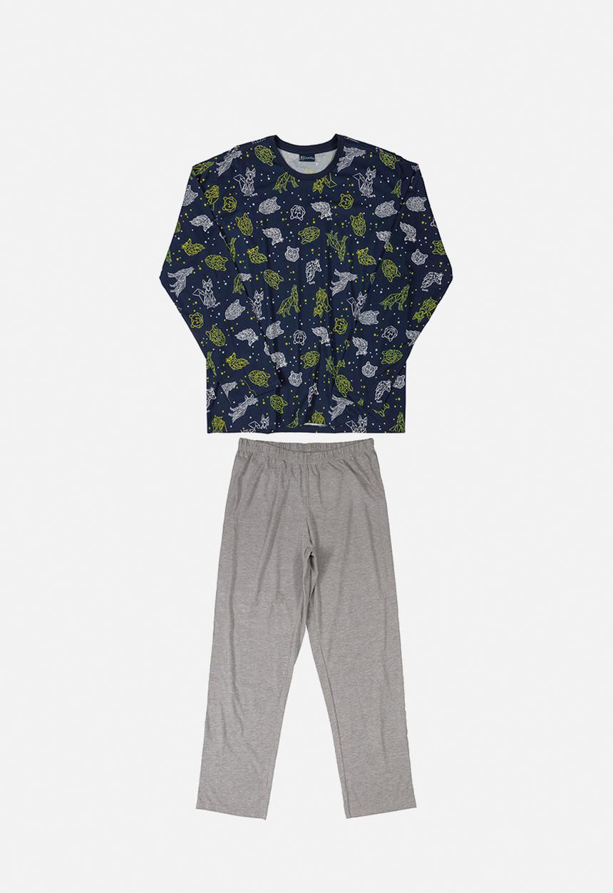 Quimby - Boys printed pyjama set - navy & grey
