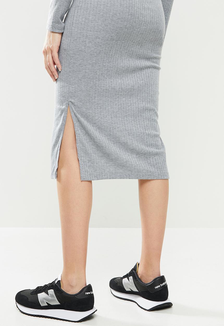 Superbalist - Long sleeve henley column dress - grey melange