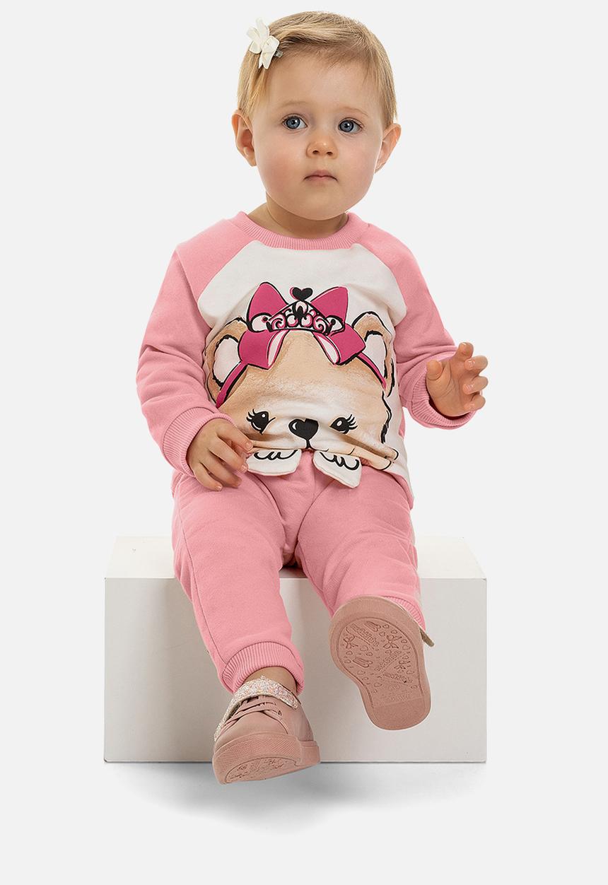 Quimby - Baby girls printed sweatshirt & sweatpants set - pink