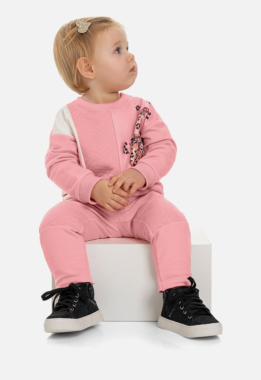 Quimby - Baby girls elastane sweatshirt & pants set - pink