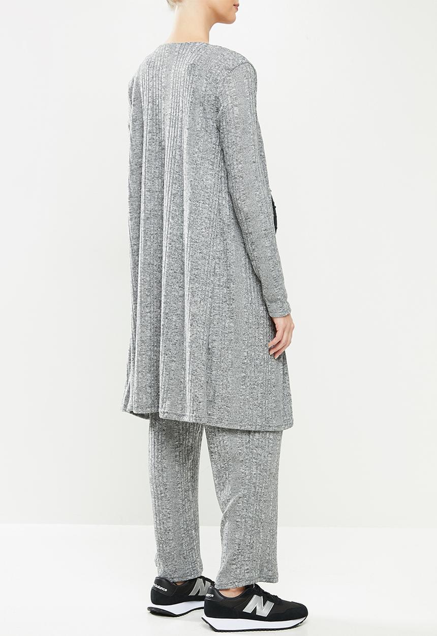 Superbalist - Ribbed open midi cardi - light grey 