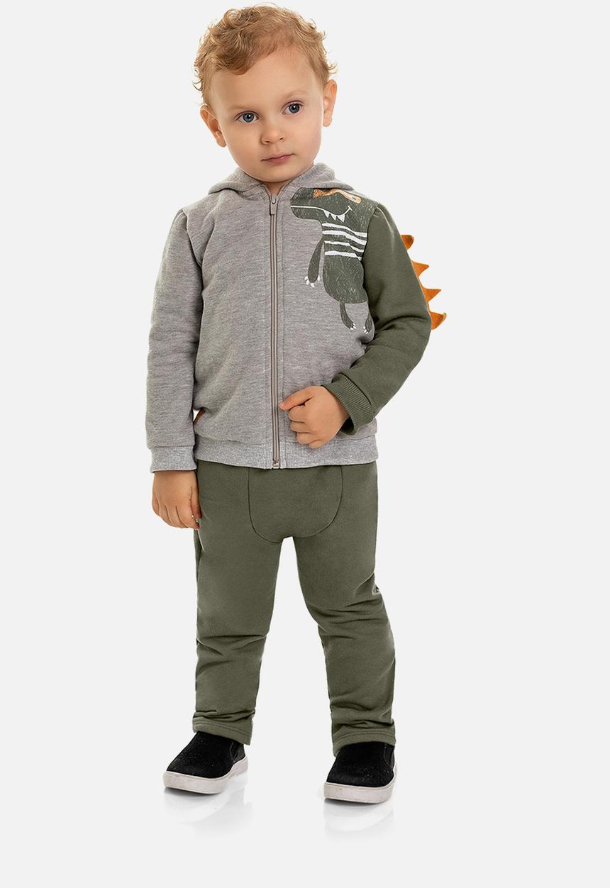 Quimby - Baby boys hoodie & jogger set - grey & olive