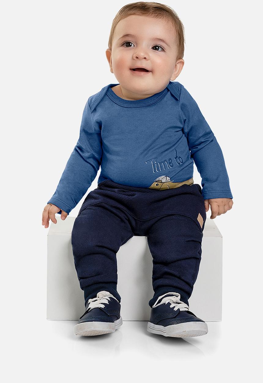 Quimby - Baby boys single jersey bodysuit - blue