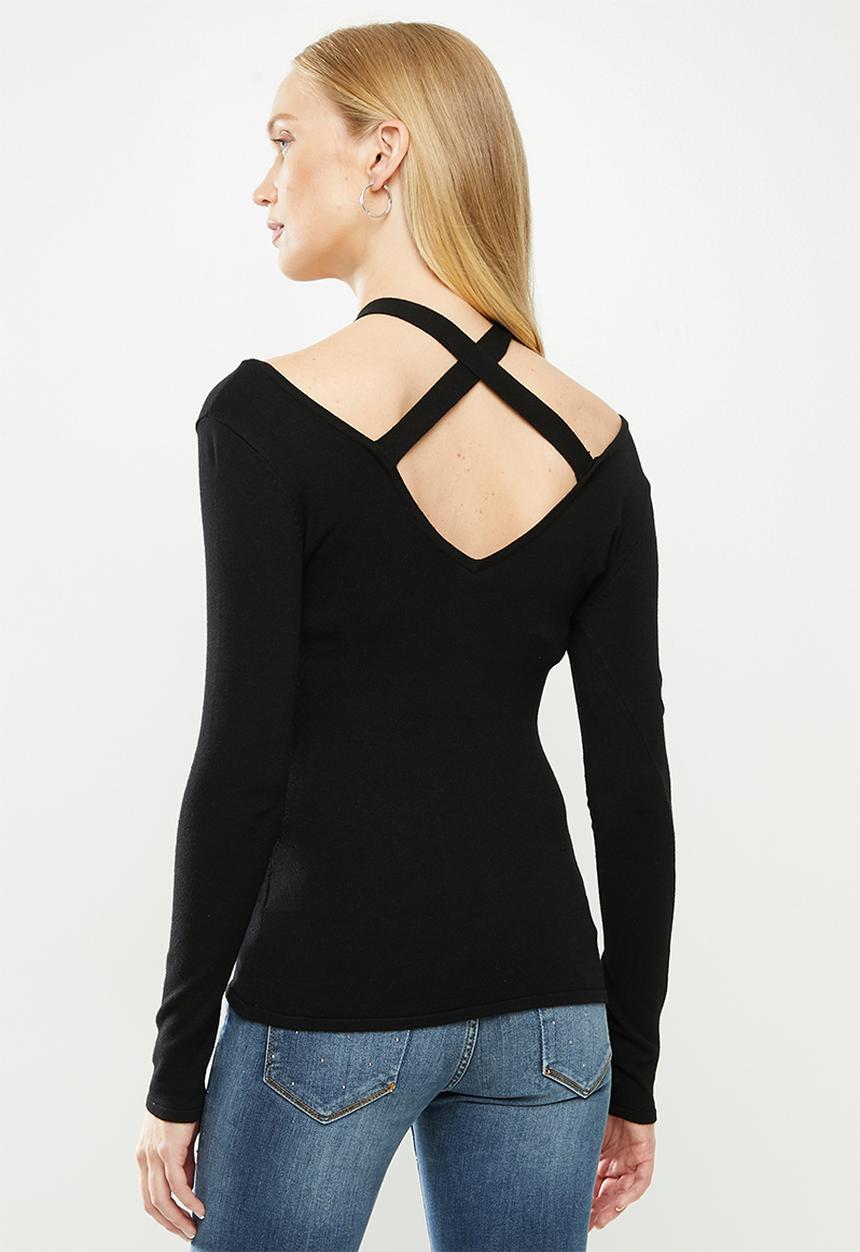 GUESS - Long sleeve logo holly sweater - black