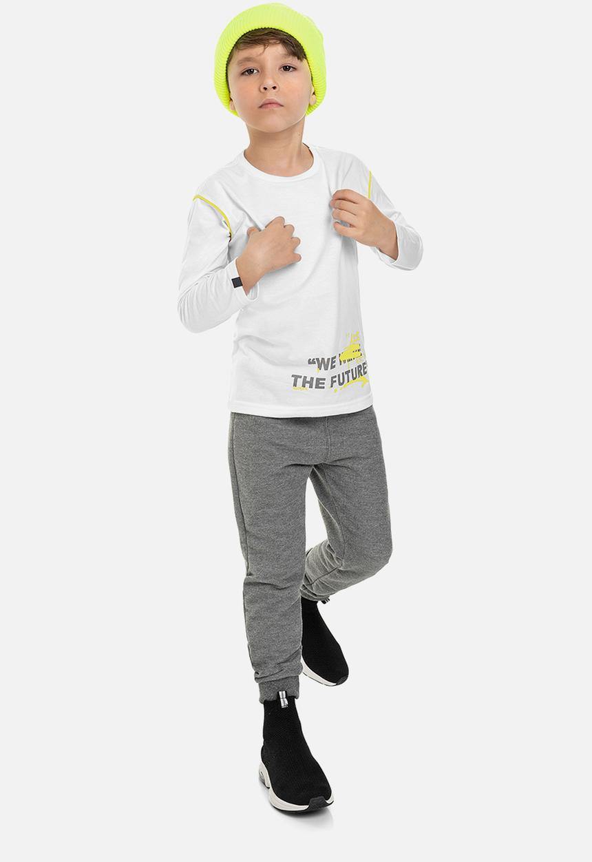 Quimby - Boys long sleeve single jersey tee - white