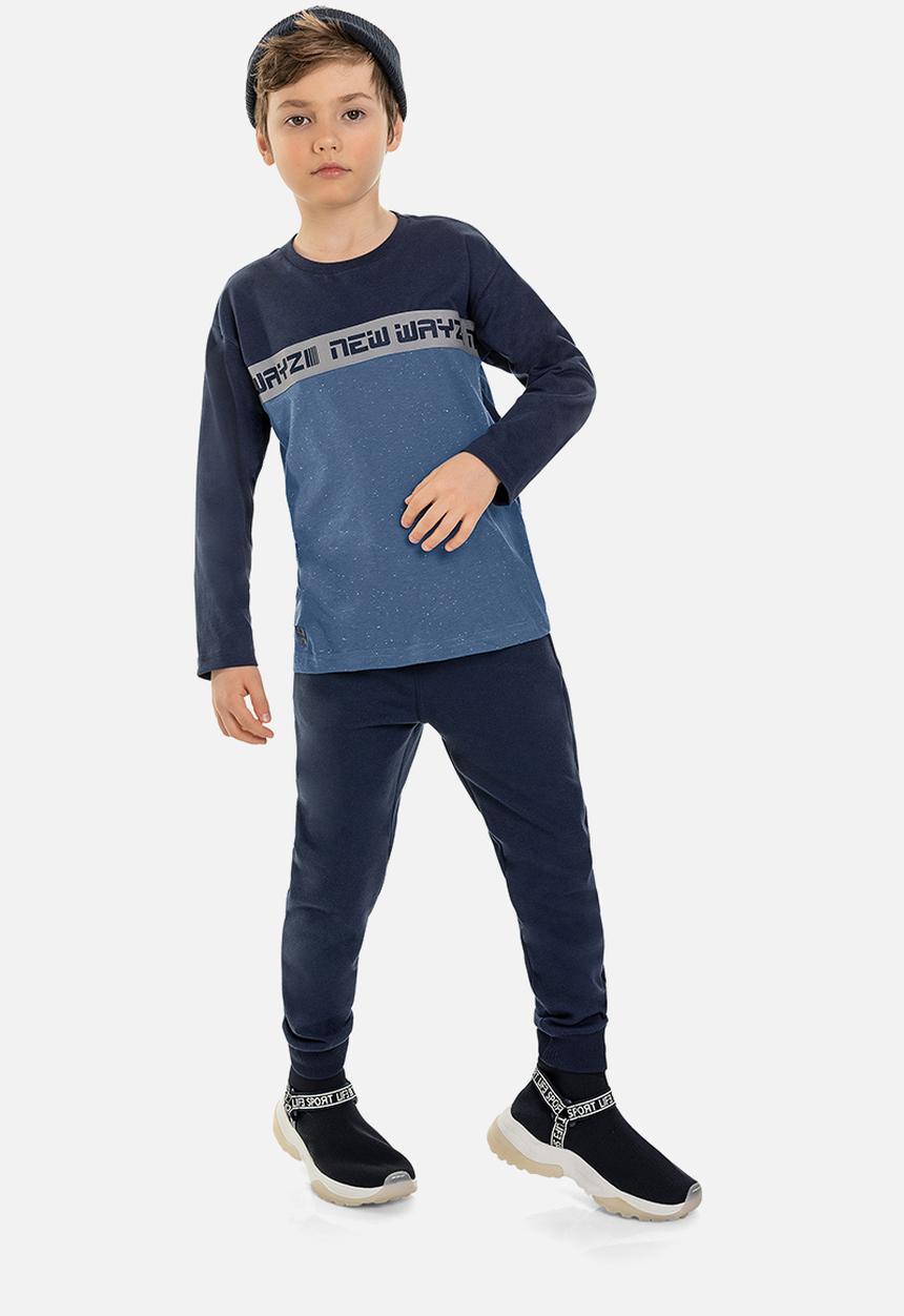 Quimby - Boys long sleeve single jersey tee - dark blue