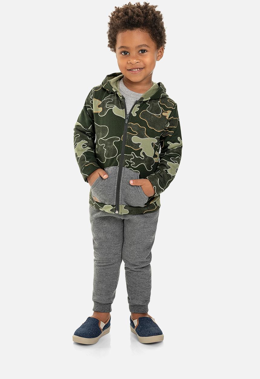 Quimby - Baby boys sweatpants & hoodie set - green & grey 
