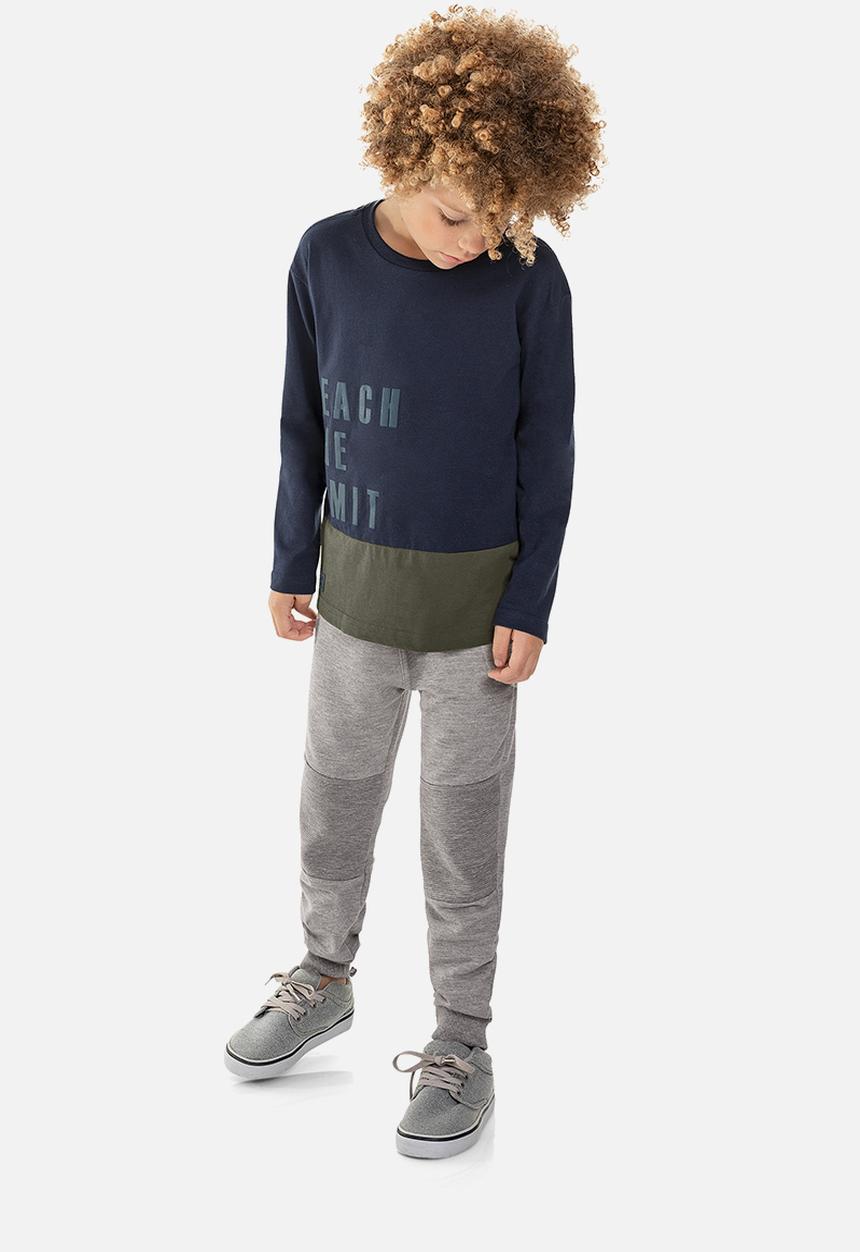 Quimby - Boys T-shirt & sweatpants - dark blue & grey 