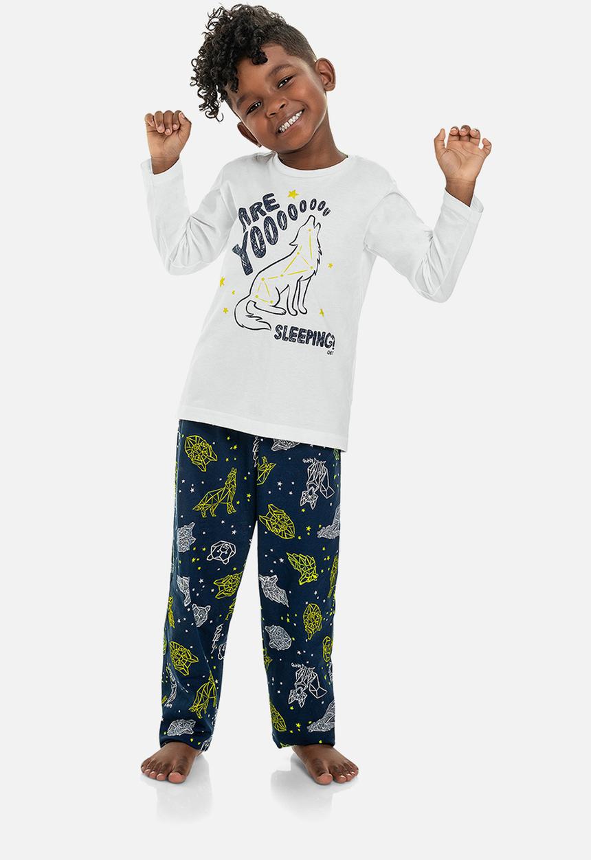 Quimby - Boys printed pyjama set - white & navy