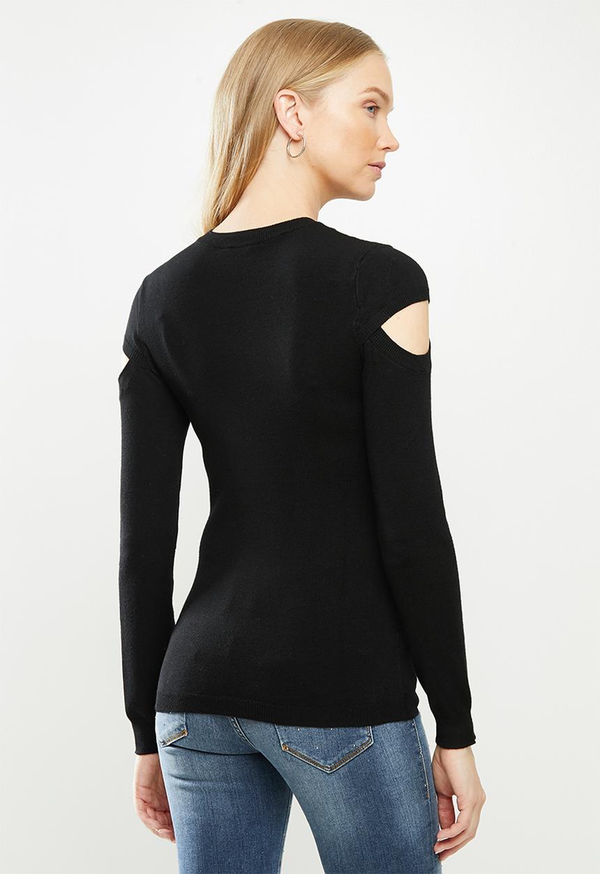 GUESS - Long sleeve holly baroque logo sweater - black