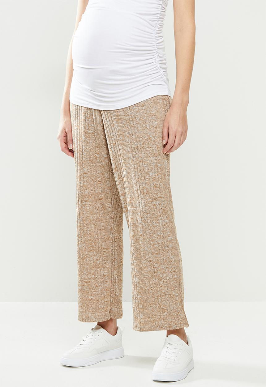 Superbalist - High waist rib wide leg - oatmeal melange