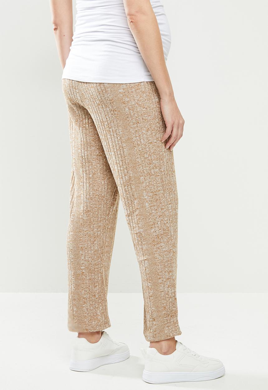 Superbalist - High waist rib wide leg - oatmeal melange