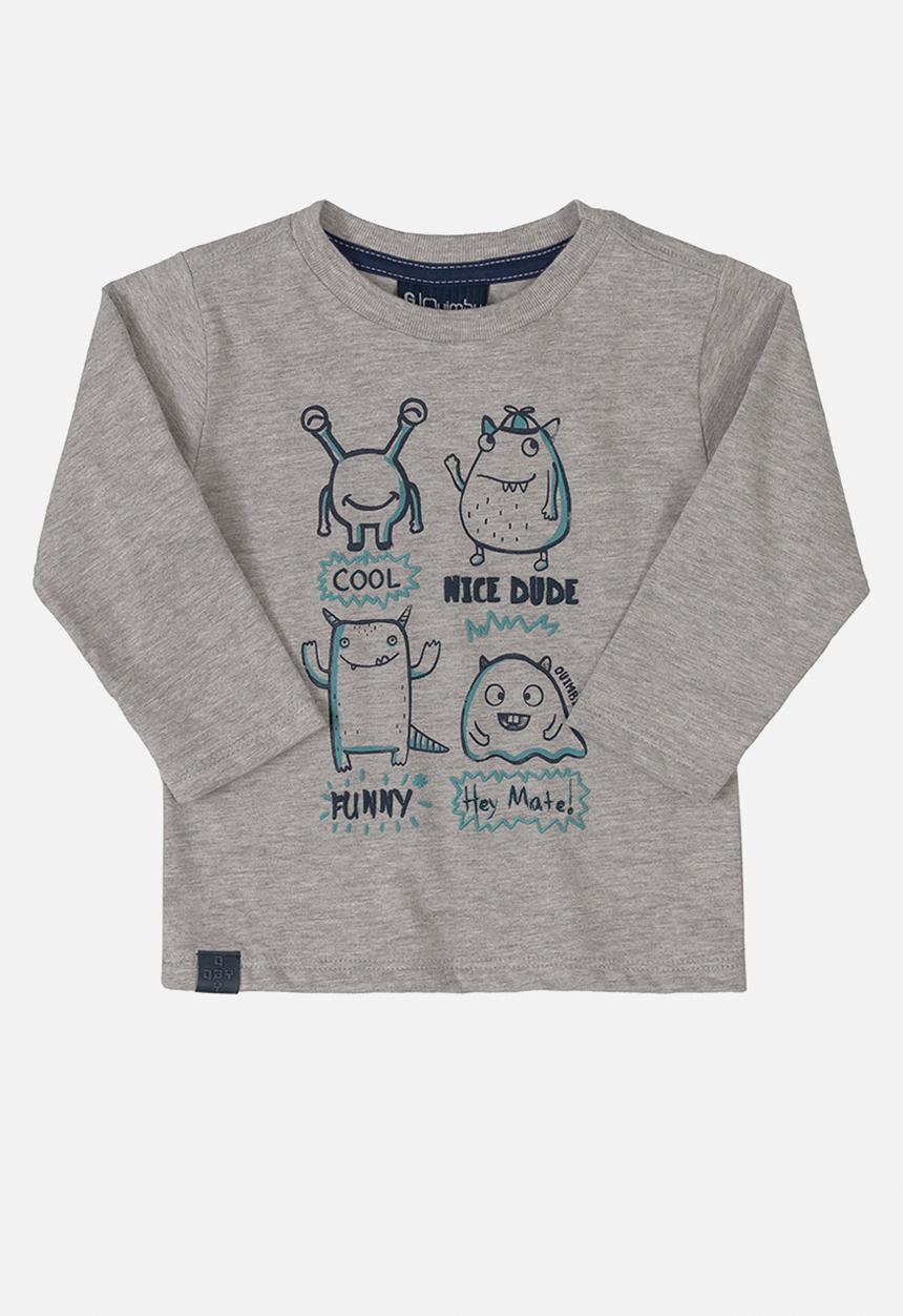 Quimby - Boys long sleeve printed tee - grey