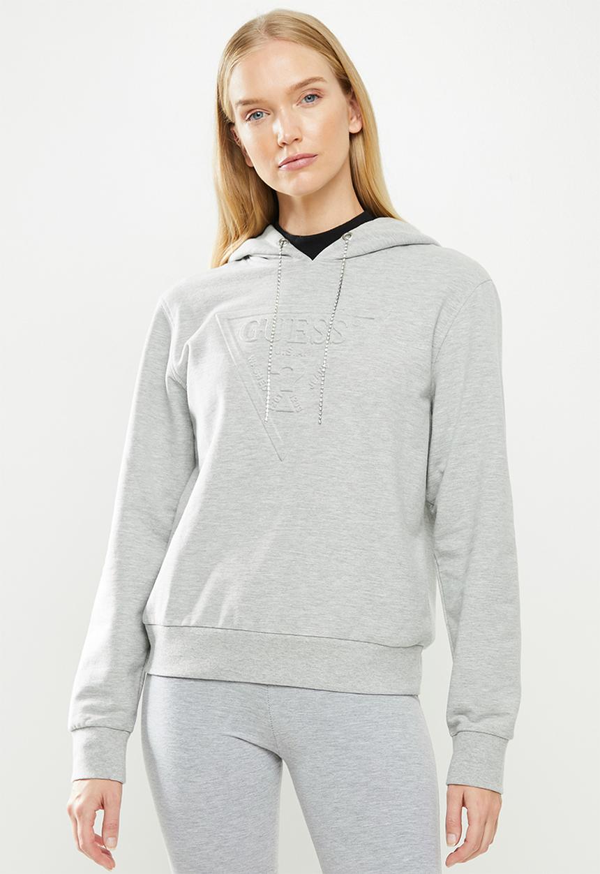 GUESS - Long sleeve bling fashion active hoodie - grey