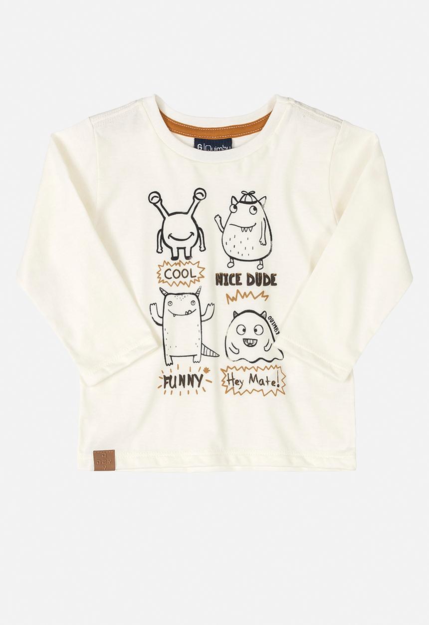 Quimby - Boys long sleeve printed tee - off white