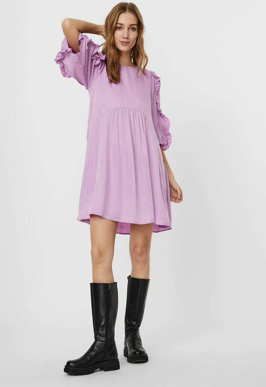 Vero Moda - Novella 2/4 ruffle short dress - violet tulle