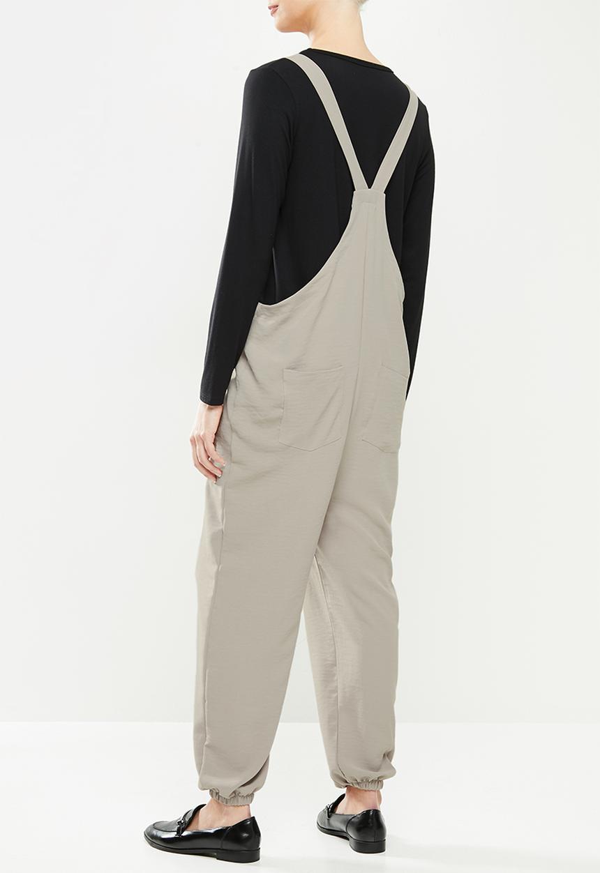Superbalist - Woven tie strap dungaree - taupe