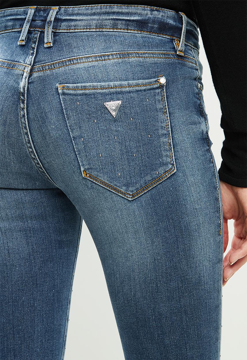 GUESS - Bling stud low rise skinny - mid blue 