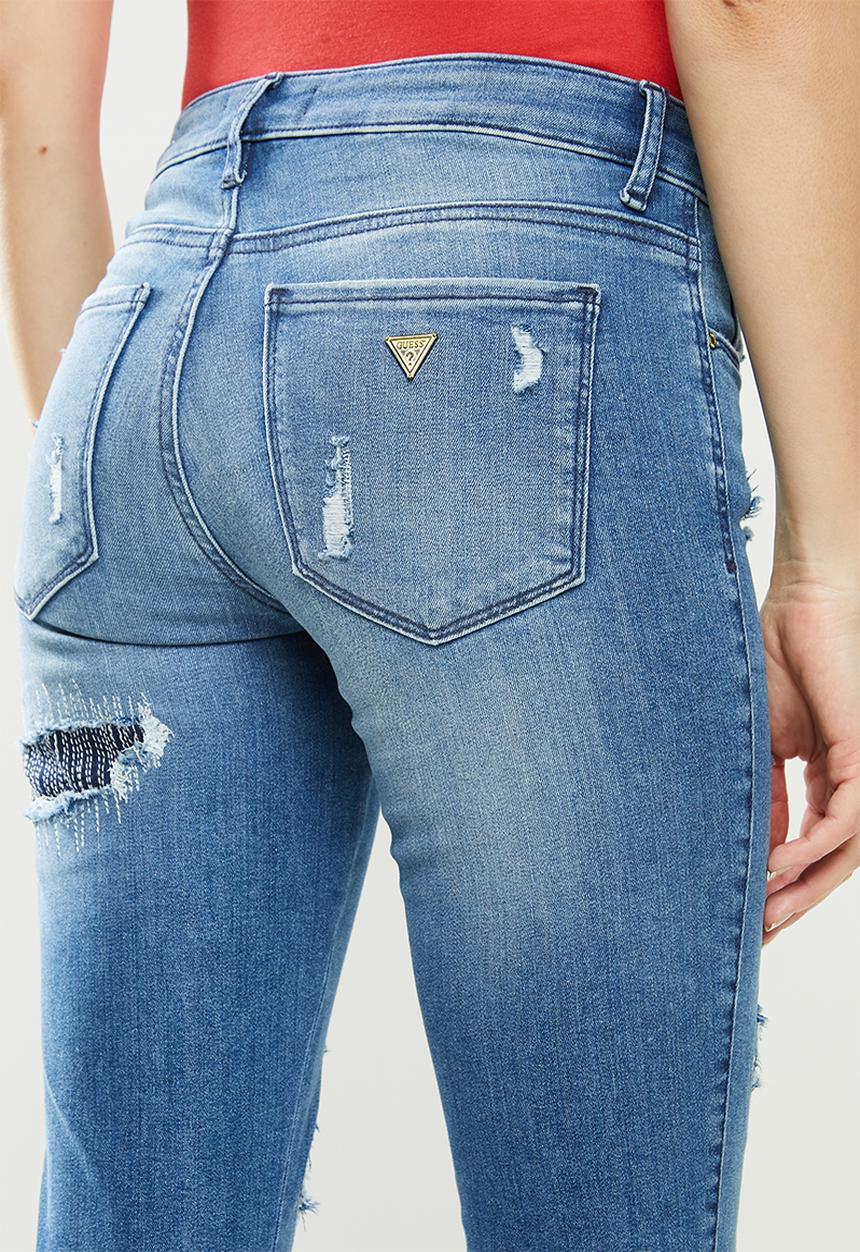 GUESS - Rip and repair sexy curve - mid blue 