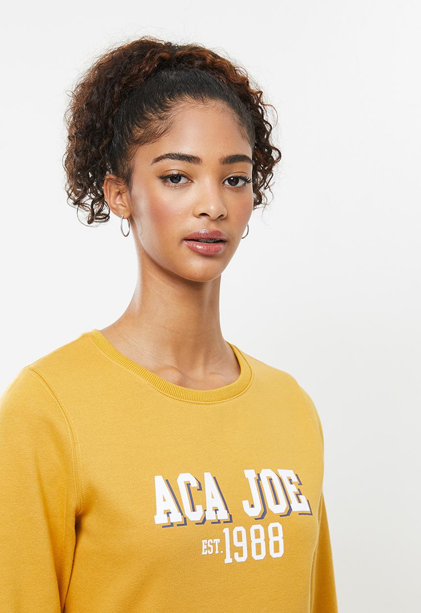 Aca Joe - Basic crew terry dress - mustard