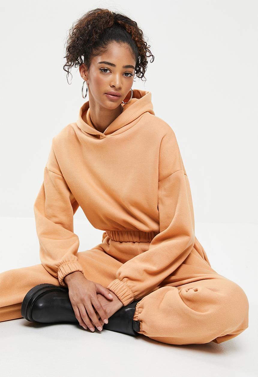 Blake - Cropped hoodie with elastic-peach