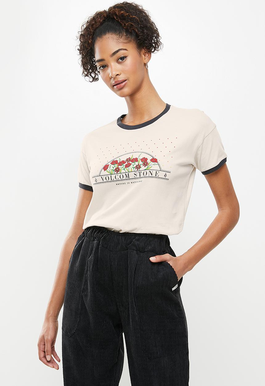 Volcom - Truly ringer tee - cream & black 