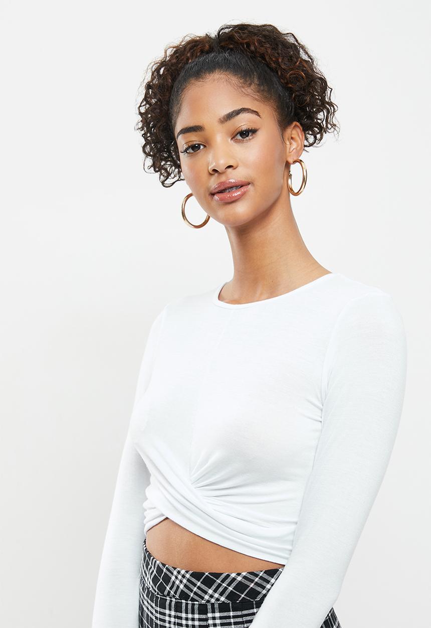 Blake - Wrap bodice crop top - white 