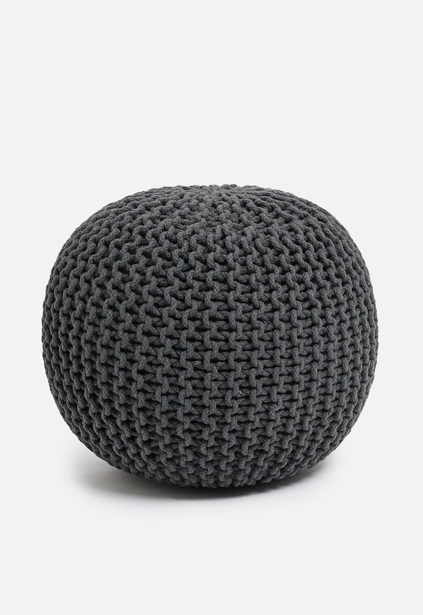 Sixth Floor - Kuku woven pouf - shadow