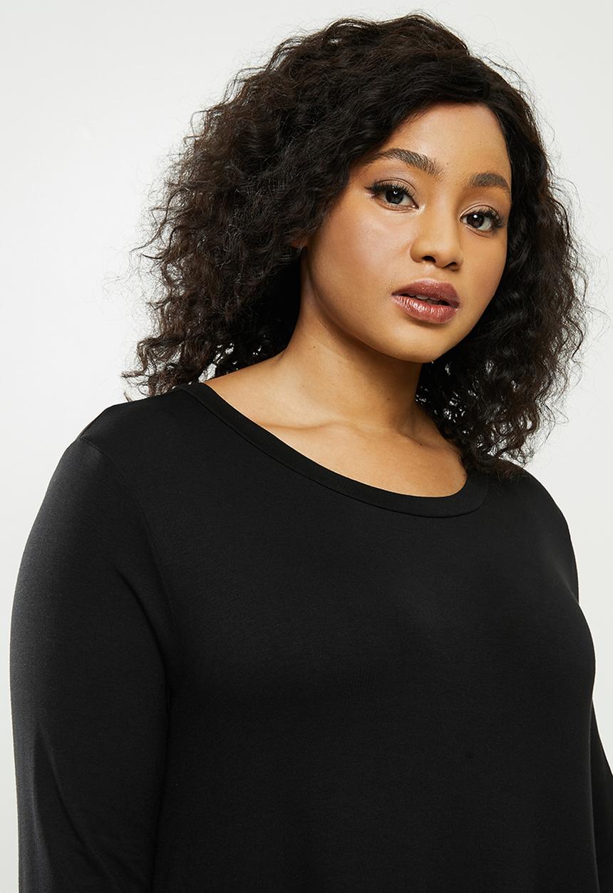 Blake - Tiered long sleeve mini dress- black