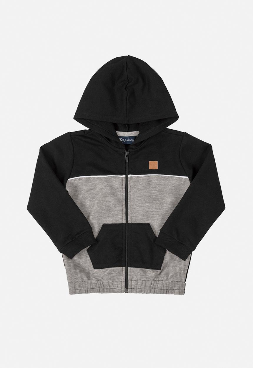 Quimby - Baby boys hoodie - black & grey